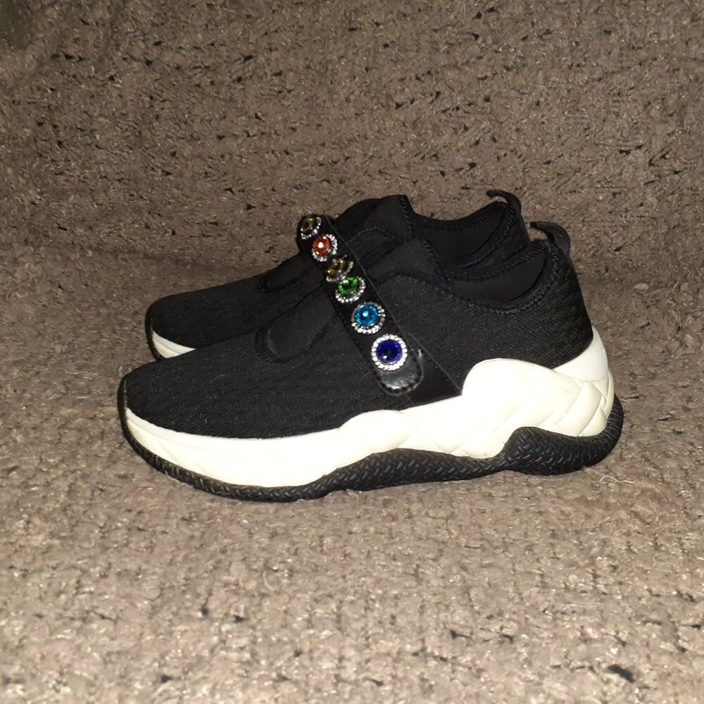 KURT GEIGER LONDON-Knit Jewel-Black-1.5" Platform-Colored Jewels-Sz 6-Excellent - Picture 2 of 8